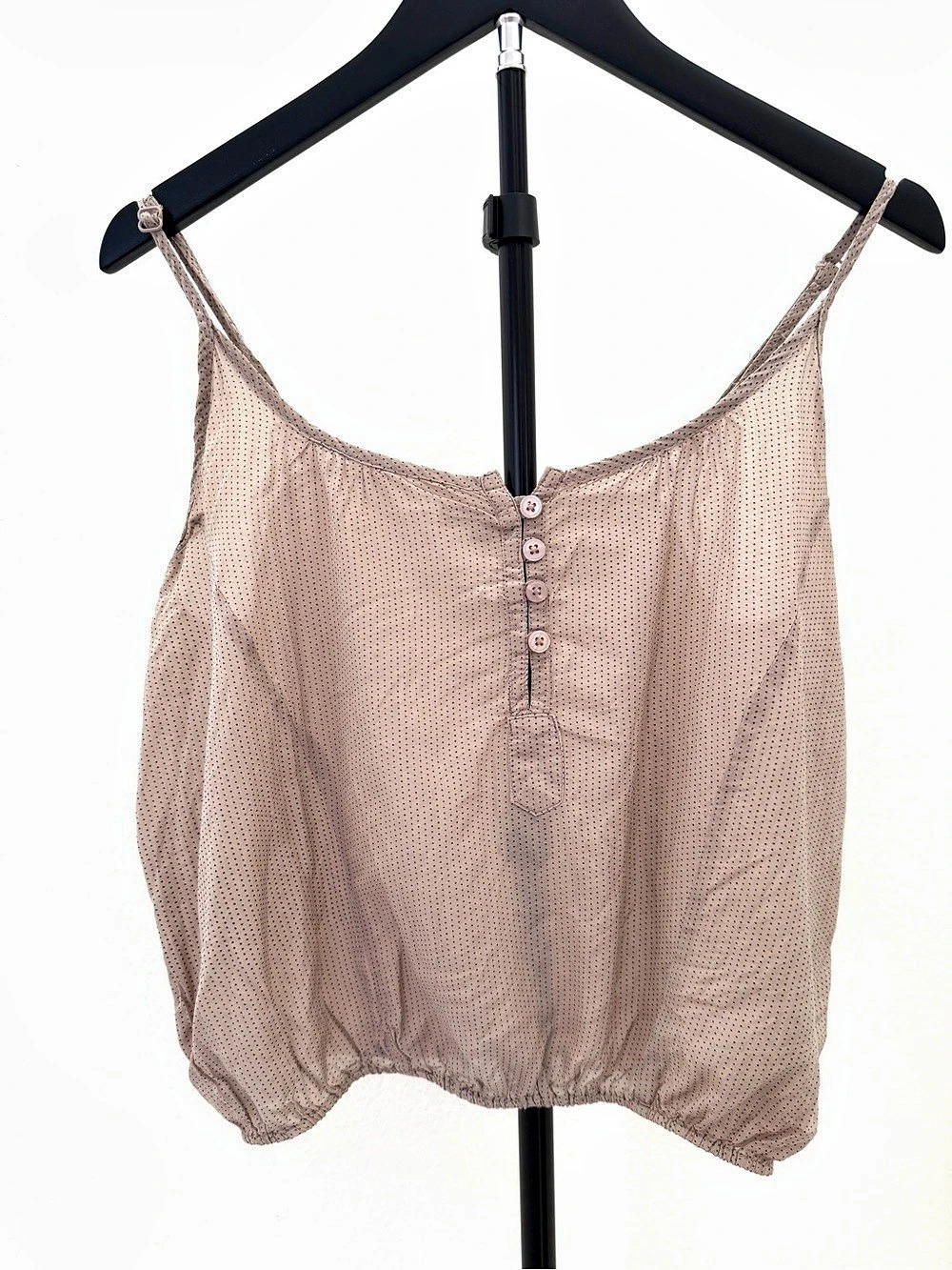 Natura Polka Dot Cotton Camisole in tan, Large